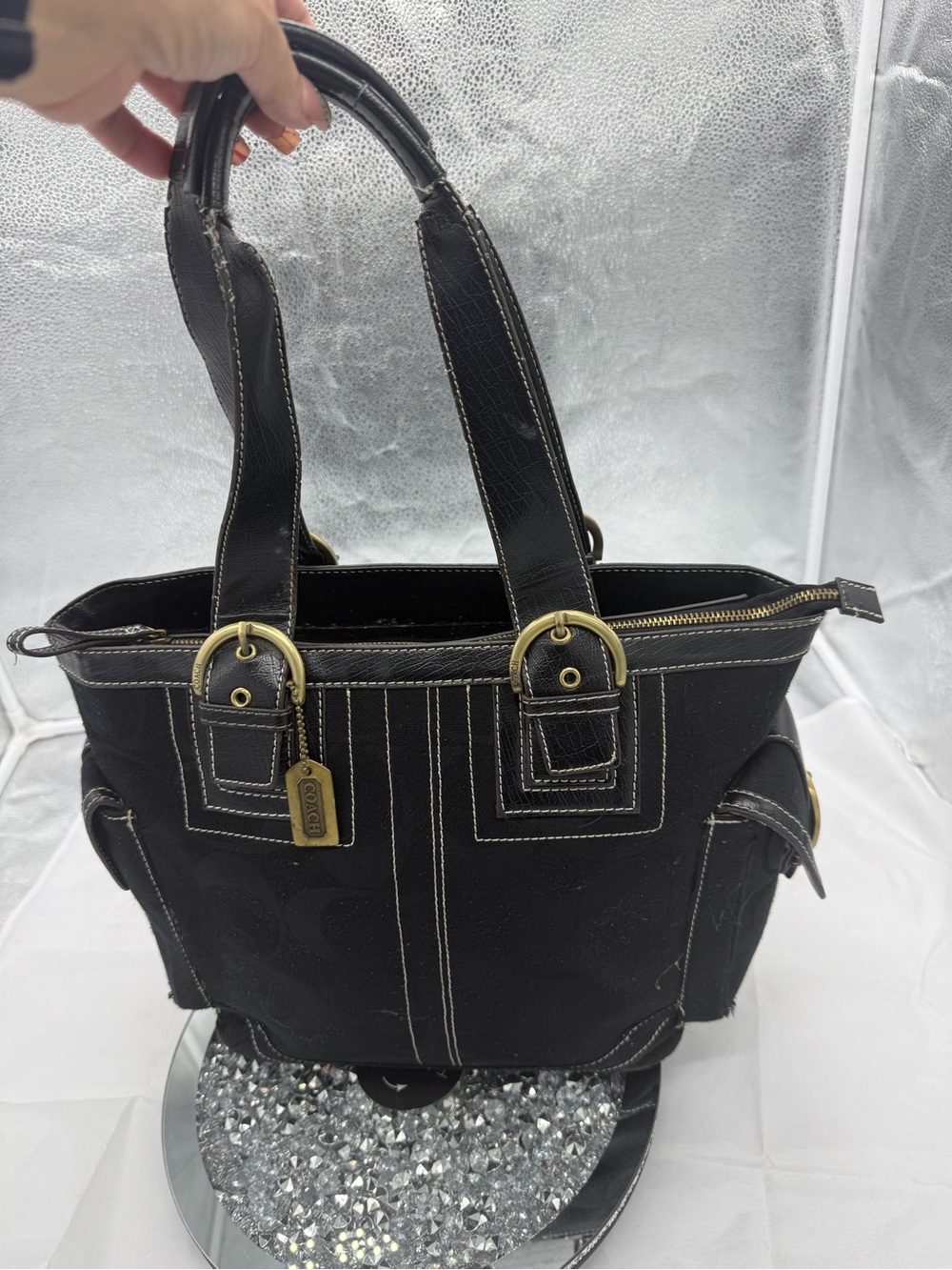 Coach Soho tote bag with white contrast stitching -Vintage